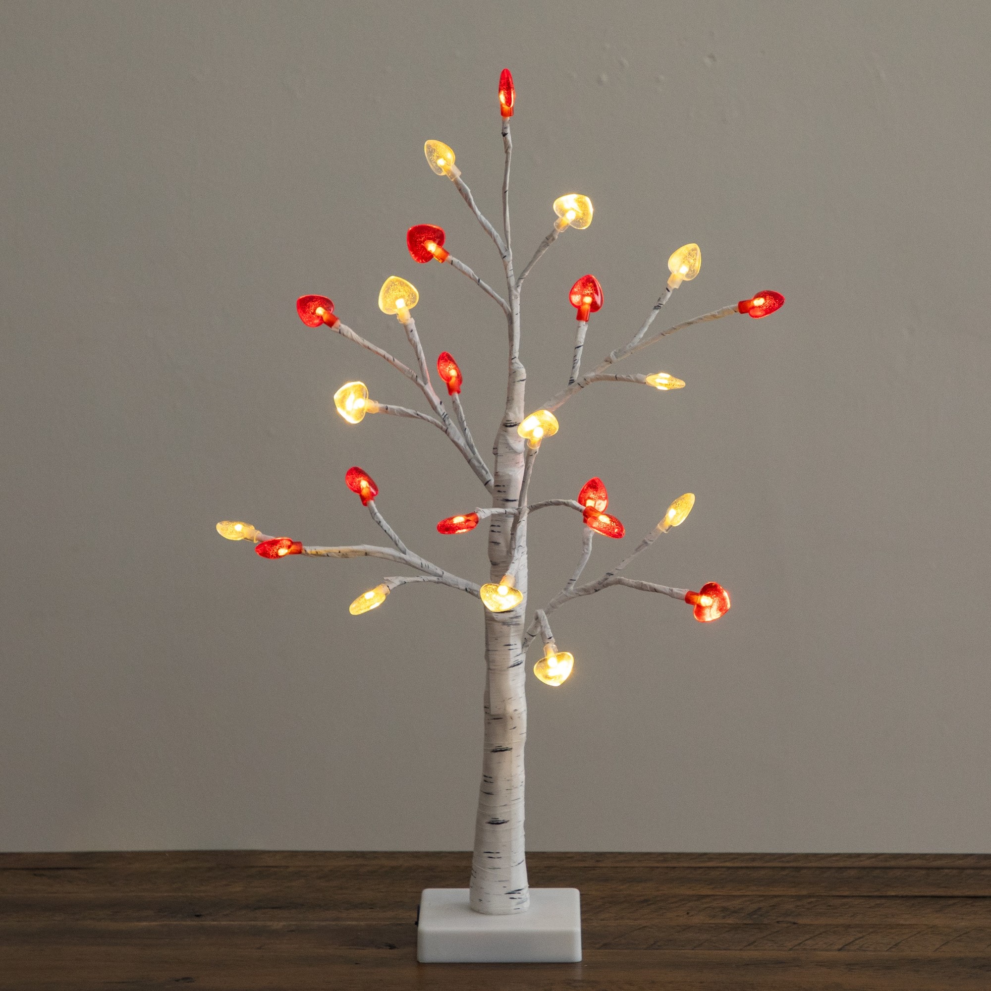 2ft. Pre-Lit Artificial Valentine's Day Twig Tree with 24 Red & White Heart-Shaped LED Lights